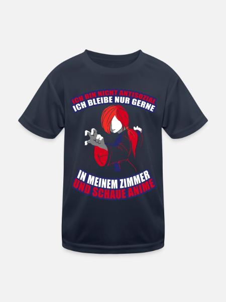 In meinem Zimmer und schaue Anime - Kinder Funktions-T-Shirt - Navy - Vorne