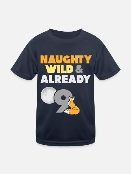 9 Jahre Geburtstag Junge Mädchen Fuchs - Kinder Funktions-T-Shirt - Navy - Vorne
