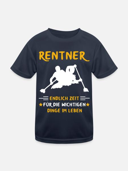 Rentner Rente Rentenbeginn Kanute Kanu - Kinder Funktions-T-Shirt - Navy - Vorne