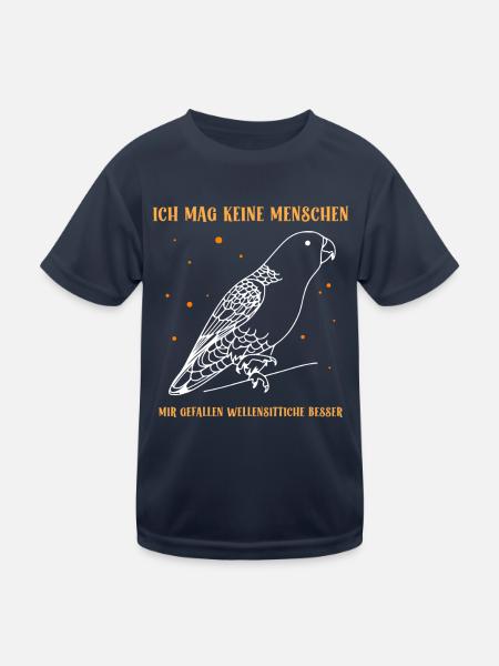 Ich mag keine Menschen Wellensittiche - Kinder Funktions-T-Shirt - Navy - Vorne