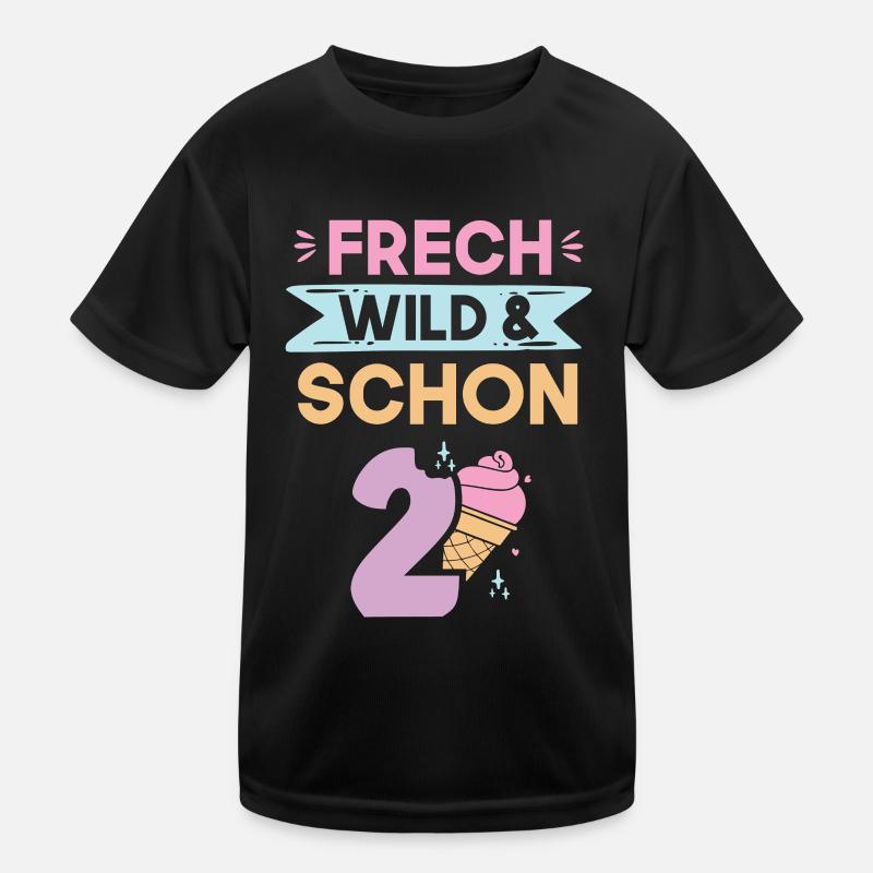 2 Jahre Geburtstag Junge Mädchen Eis essen Kinder Funktions-T-Shirt