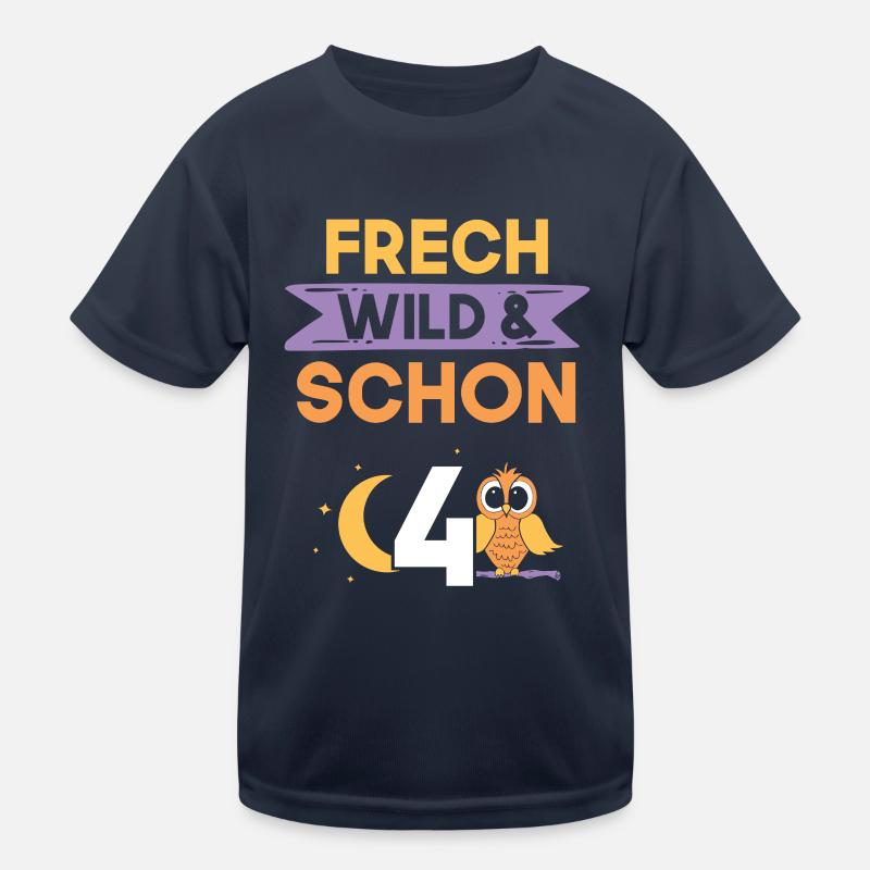 4 Jahre Geburtstag Junge Mädchen Eule Kinder Funktions-T-Shirt