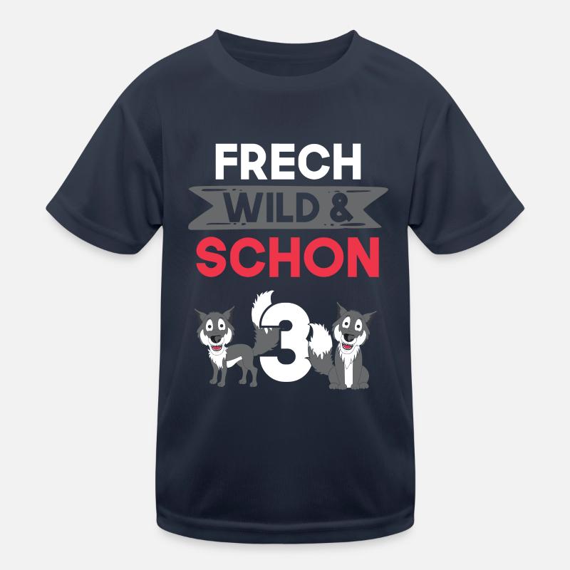 3 Jahre Geburtstag Junge Mädchen Wolf Kinder Funktions-T-Shirt