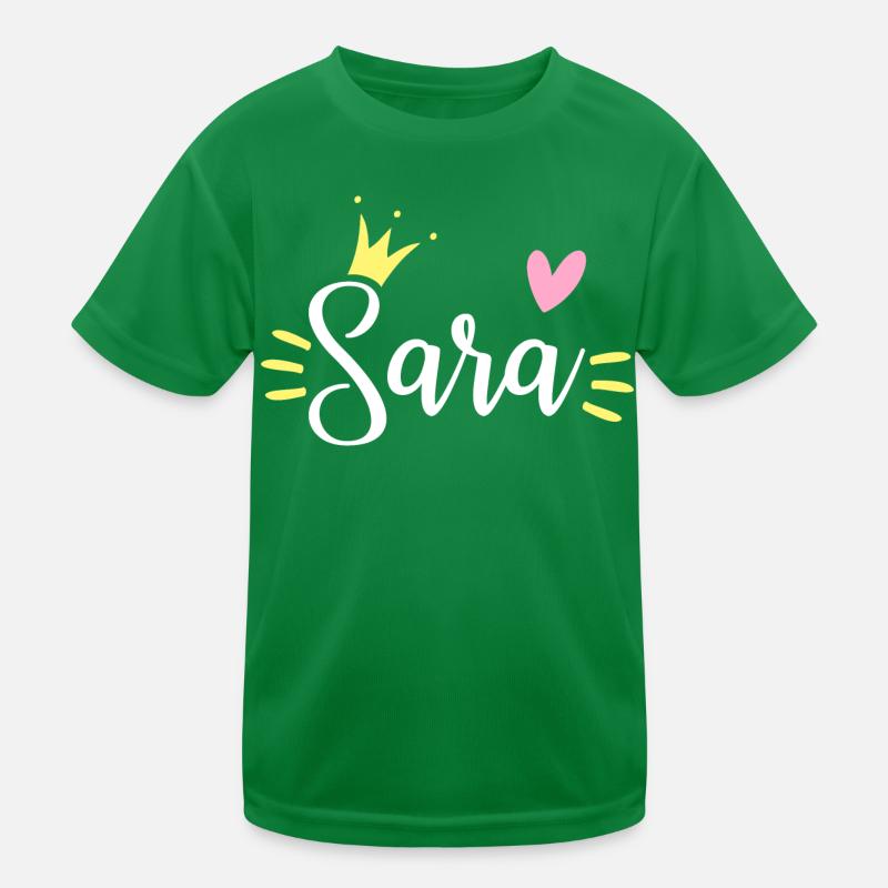 Sara Name Crown Kids Functional T-Shirt