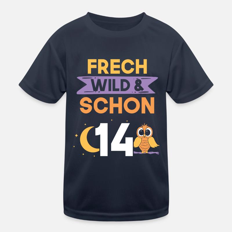 14 Jahre Geburtstag Junge Mädchen Eule Kinder Funktions-T-Shirt