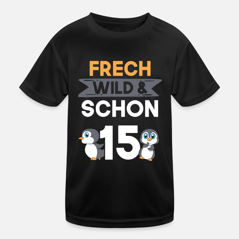 15 Jahre Geburtstag Junge Mädchen Pinguin Kinder Funktions-T-Shirt
