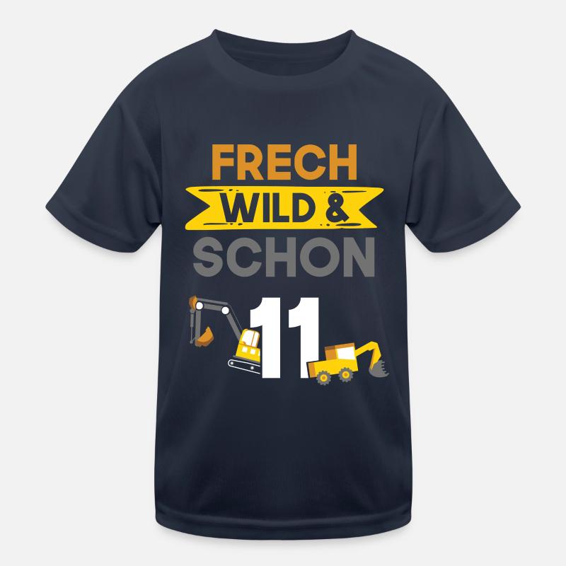 11 Jahre Geburtstag Junge Mädchen Bagger Kinder Funktions-T-Shirt
