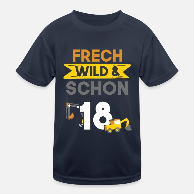 18 Jahre Geburtstag Bagger Kinder Funktions-T-Shirt