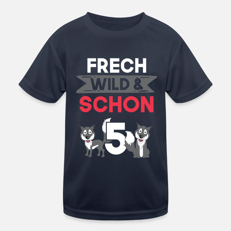 5 Jahre Geburtstag Junge Mädchen Wolf Kinder Funktions-T-Shirt