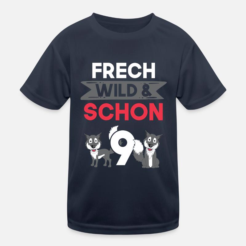 9 Jahre Geburtstag Junge Mädchen Wolf Kinder Funktions-T-Shirt