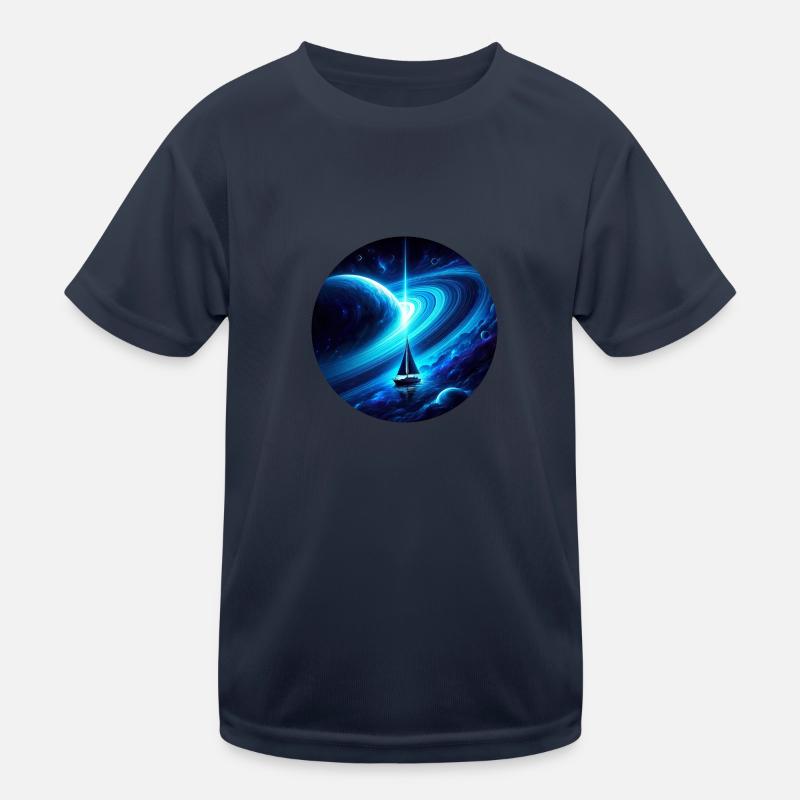Fantasy sailboat in the Saturn universe Kids Functional T-Shirt