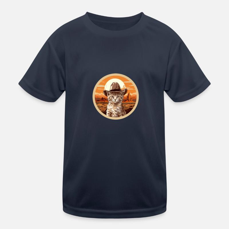 Sheriff's Katze - Kinder Funktions-T-Shirt - Navy