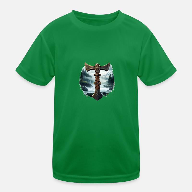 Viking Axe Norse Valhalla Kids Functional T-Shirt