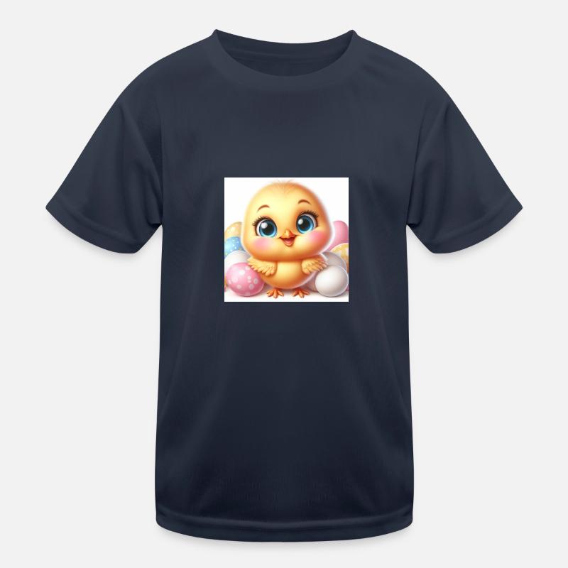 Sweet Chick The Chick with Colored Easter Eggs - Kids Functional T-Shirt - navy