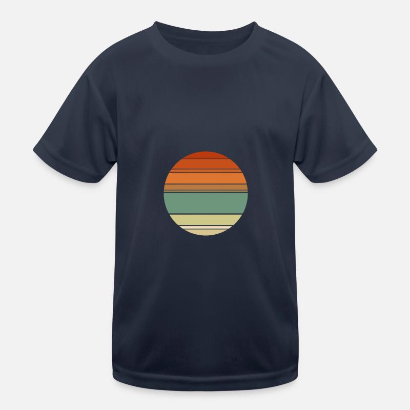 Retro Sunset Background Circle Kids Functional T-Shirt