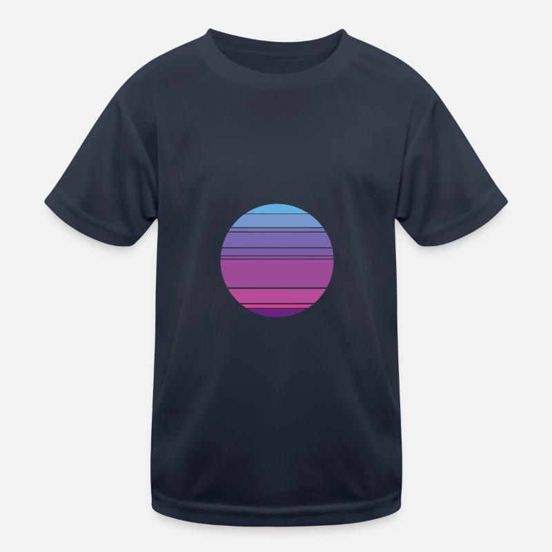 Retro Sunset Background Circle Kids Functional T-Shirt