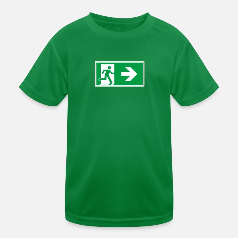 escape route sticker sign emergency exit right go Kids Functional T-Shirt