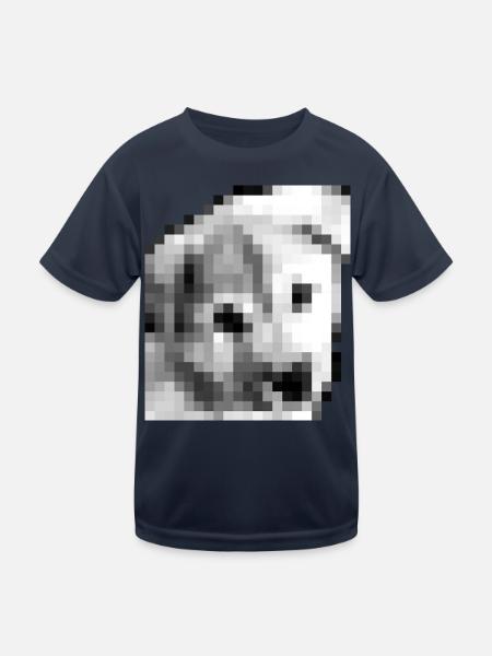 Pixel Jindo Puppy - Kinder Funktions-T-Shirt - Navy - Vorne