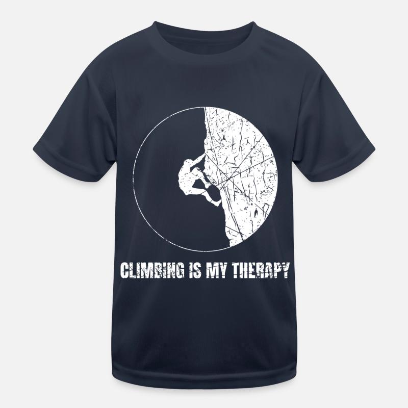 Climbing Is My Therapy Boulderer Kletterer Kinder Funktions-T-Shirt