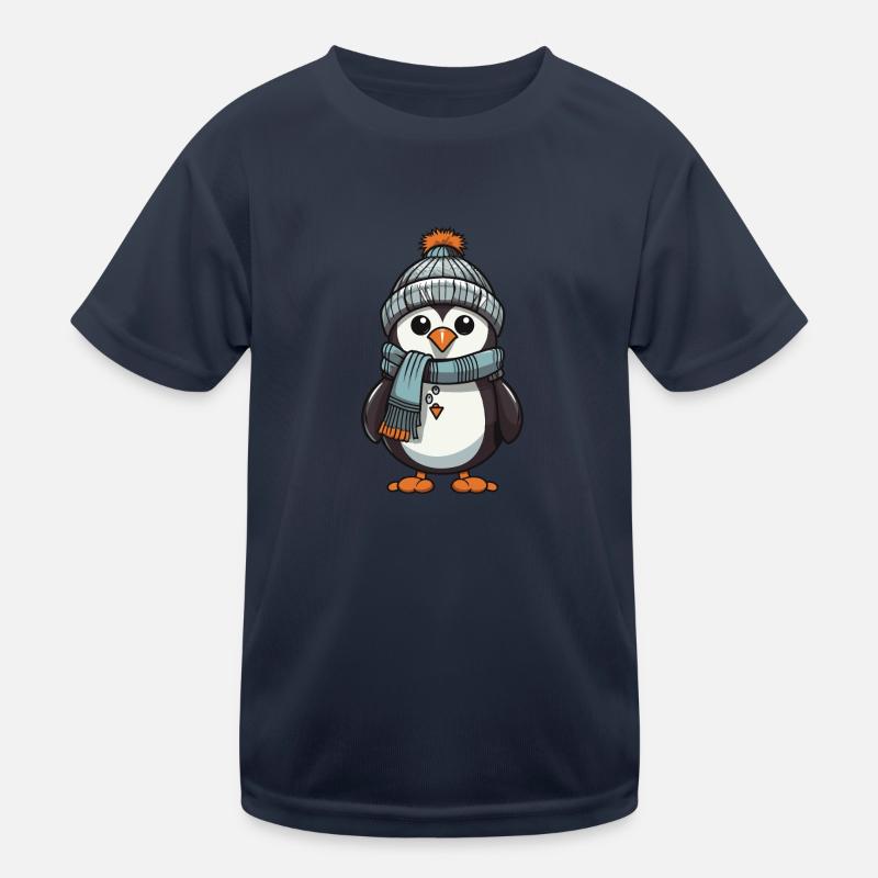 Pingouin Bande Dessinée Mignon Hiver T-shirt sport Enfant