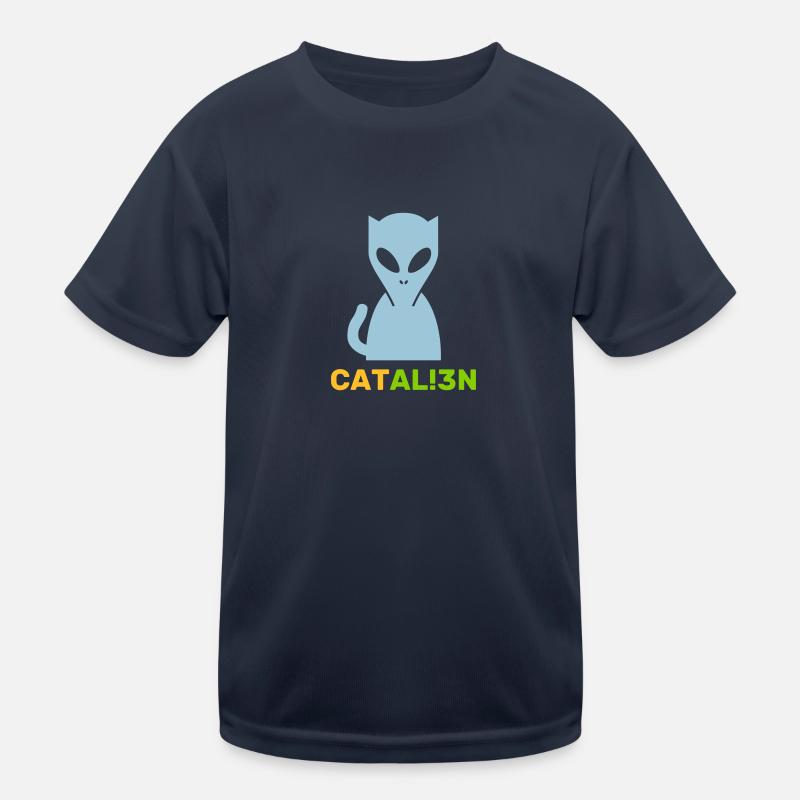 Cat - Kids Functional T-Shirt - navy