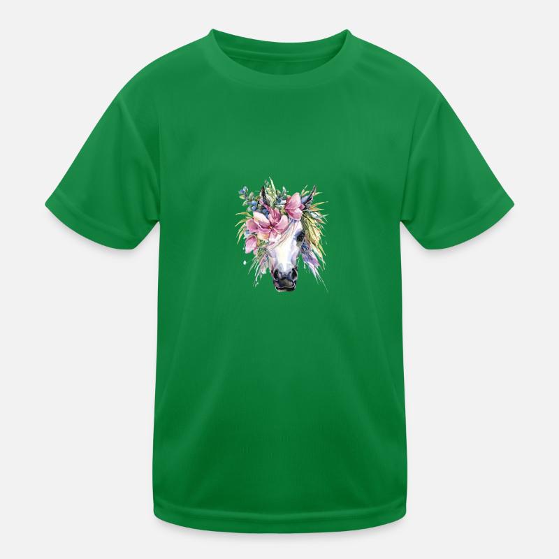 Pferd Blumen einhorn Kinder Funktions-T-Shirt