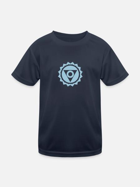 Chakra Vishuddha / Halschakra - Kinder Funktions-T-Shirt - Navy - Vorne