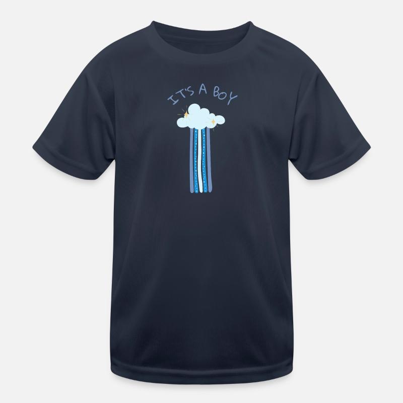 It's a Boy - Blue Rainbow with Cloud Kids Functional T-Shirt