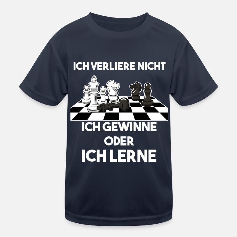 Ich Verliere Nicht Ich Gewinne Oder Lerne Schach - Kinder Funktions-T-Shirt - Navy