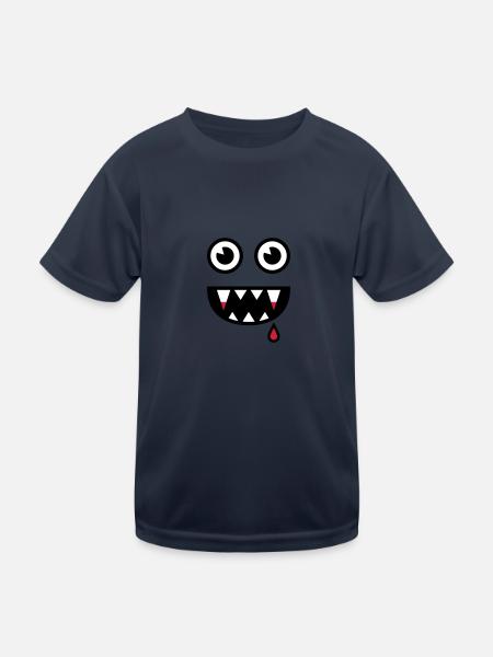 Kleiner Vampir / Little Vampire - Kinder Funktions-T-Shirt - Navy - Vorne
