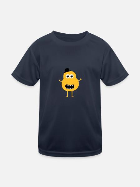 Funny Vintage Monster - Kinder Funktions-T-Shirt - Navy - Vorne