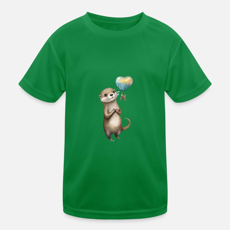 Otter Herz Aquarell Kinder Funktions-T-Shirt