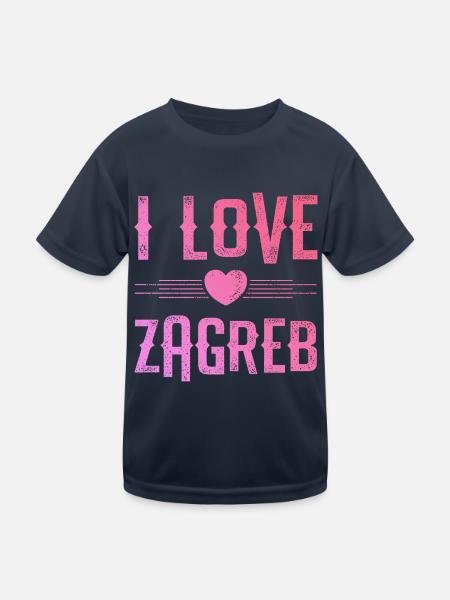 I Love Zagreb - Kids Functional T-Shirt - navy - Front