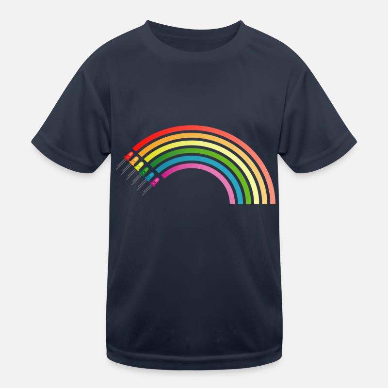 Regenbogen LED - Kinder Funktions-T-Shirt - Navy