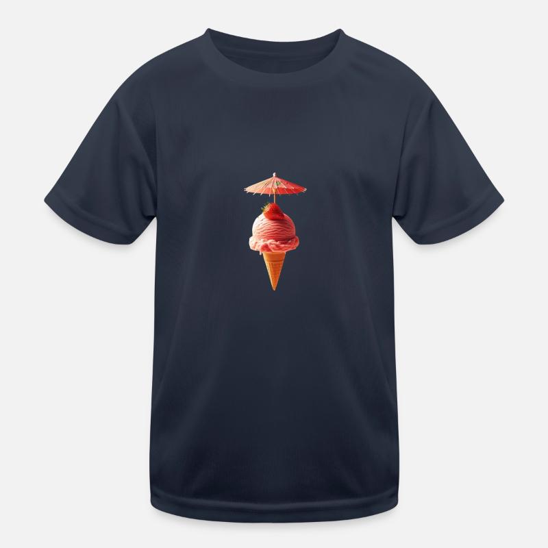 Erdbeereis mit Schirm | Sommer und Eis Kinder Funktions-T-Shirt