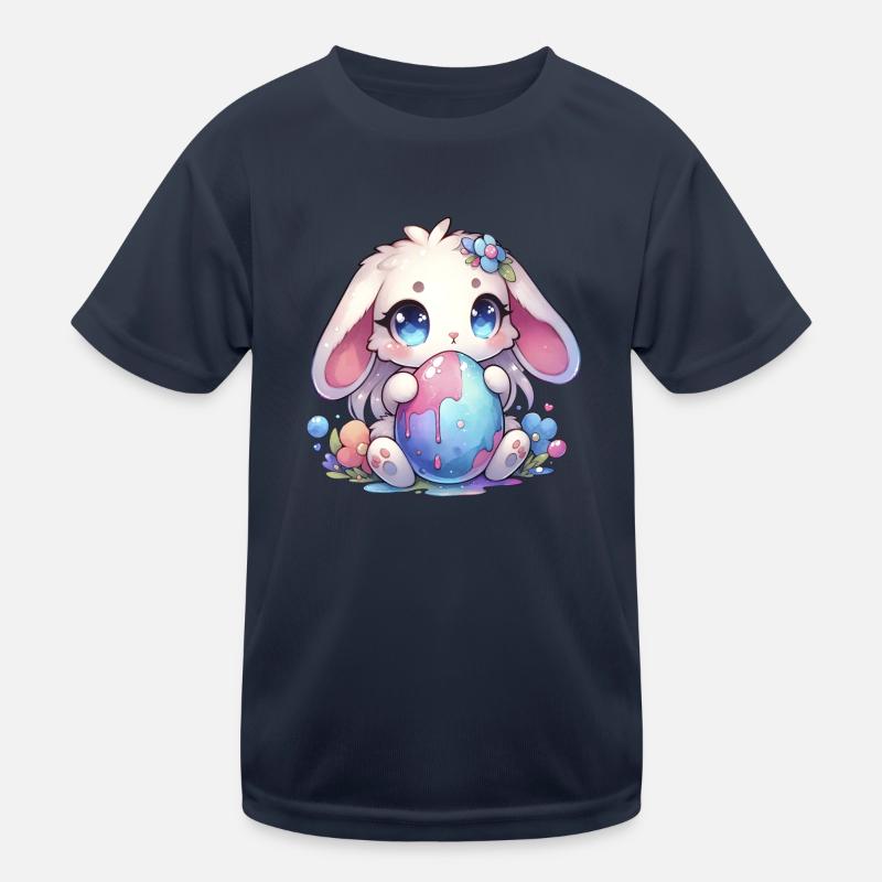 Charmant lapin Chibi avec des fleurs T-shirt sport Enfant