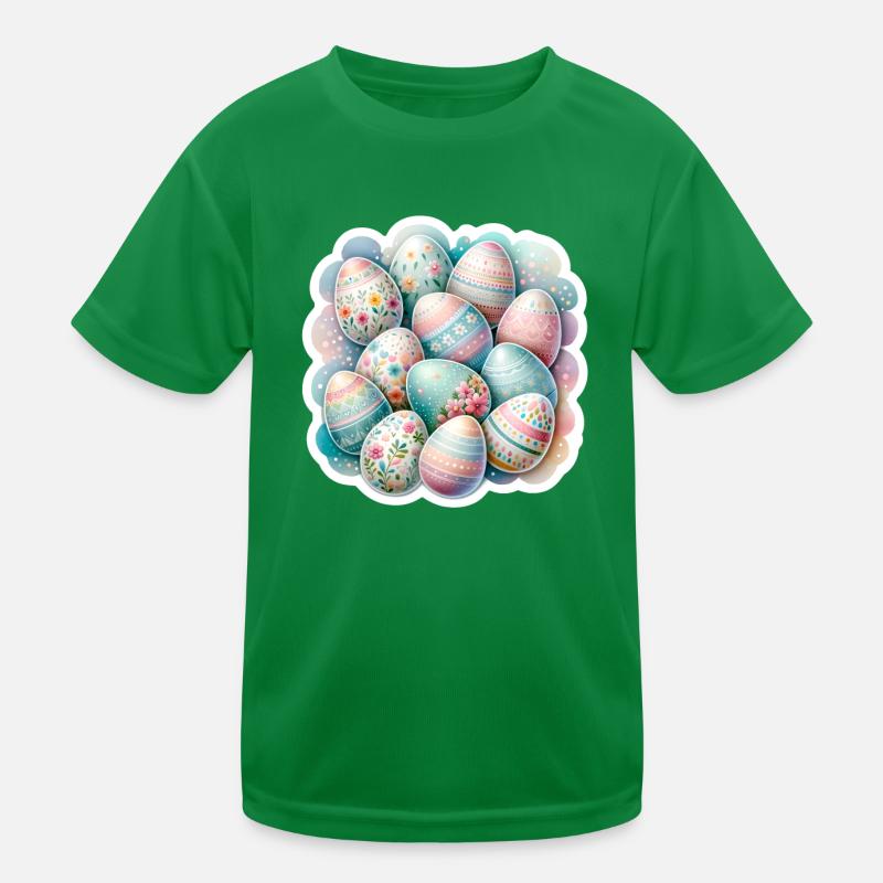 A Set of Cute Watercolored Easter Eggs Kids Functional T-Shirt