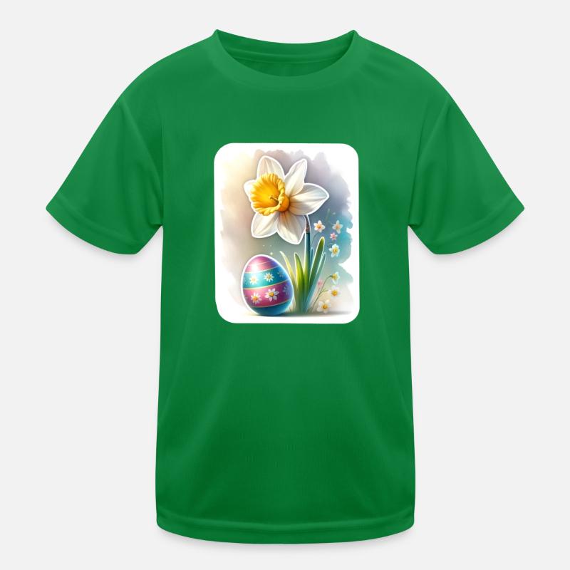A Beautiful Daffodil With an Easter Egg Kids Functional T-Shirt