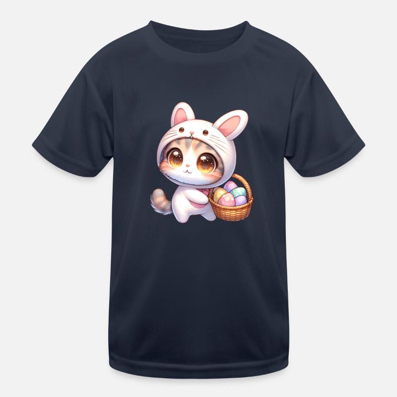 Chat dans une tenue de lapin avec panier de Pâques T-shirt sport Enfant