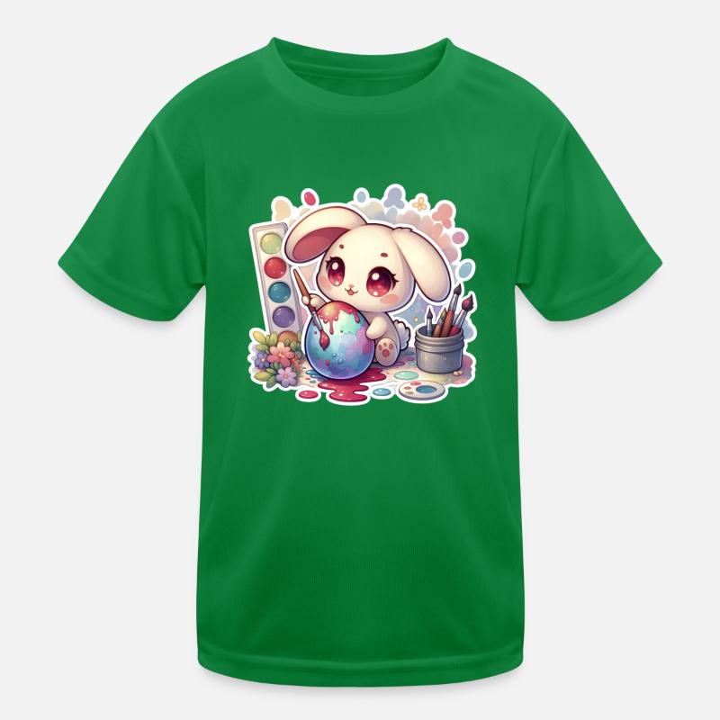 Lapin peignant une aquarelle d’oeuf de Pâques T-shirt sport Enfant