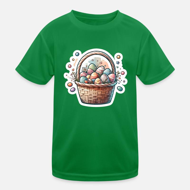 Niedlicher Ostereierkorb Weiche Pastellfarbe Kinder Funktions-T-Shirt