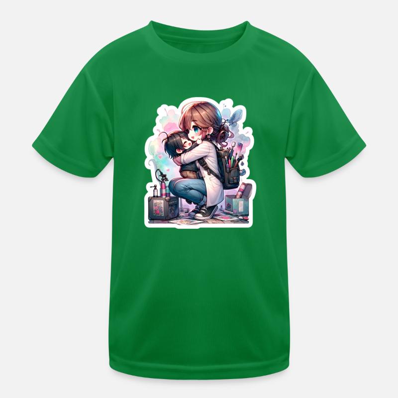 An Artist Mom Hugging Her Kid After Work Kids Functional T-Shirt