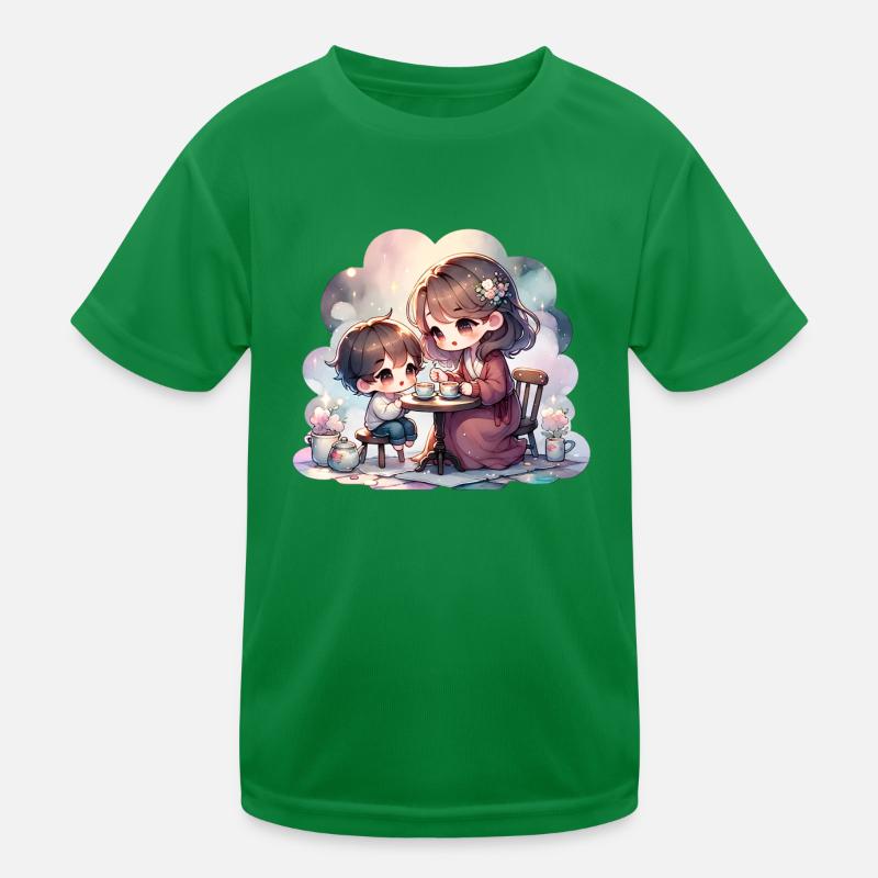 Mère et fils profitant d’un goûter confortable T-shirt sport Enfant