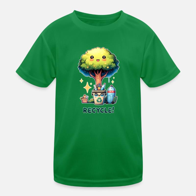 Recycler Chibi Arbre mignon avec corbeille Jour de la Terre T-shirt sport Enfant