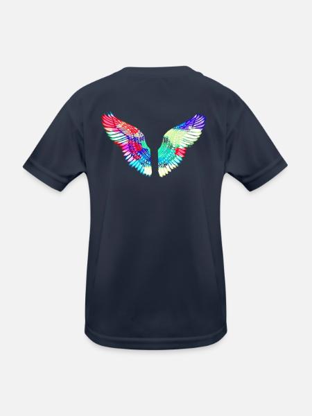 angelwings,flügel,aquarell,bunt,engelsflügel - Kinder Funktions-T-Shirt - Navy - Hinten