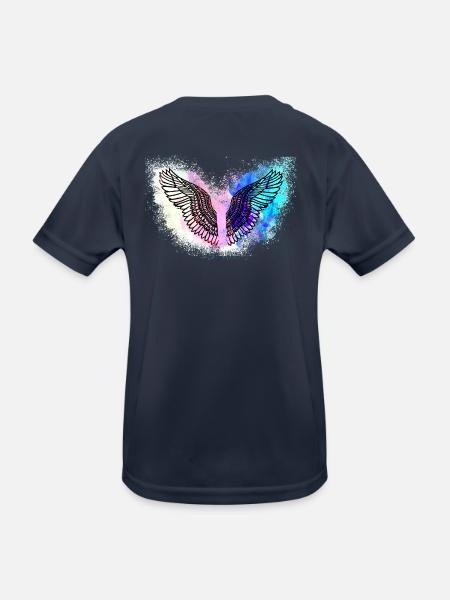 angelwings,flügel,aquarell,bunt,engelsflügel - Kinder Funktions-T-Shirt - Navy - Hinten