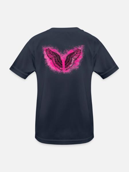 angelwings,flügel,aquarell,pink,engelsflügel - Kinder Funktions-T-Shirt - Navy - Hinten