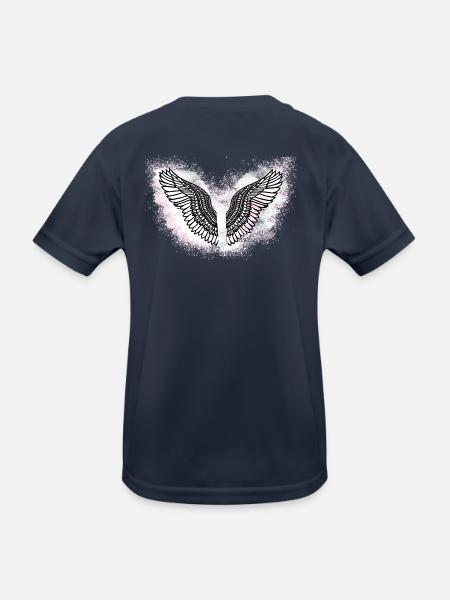 angelwings,flügel,aquarell,weiß,engelsflügel - Kinder Funktions-T-Shirt - Navy - Hinten