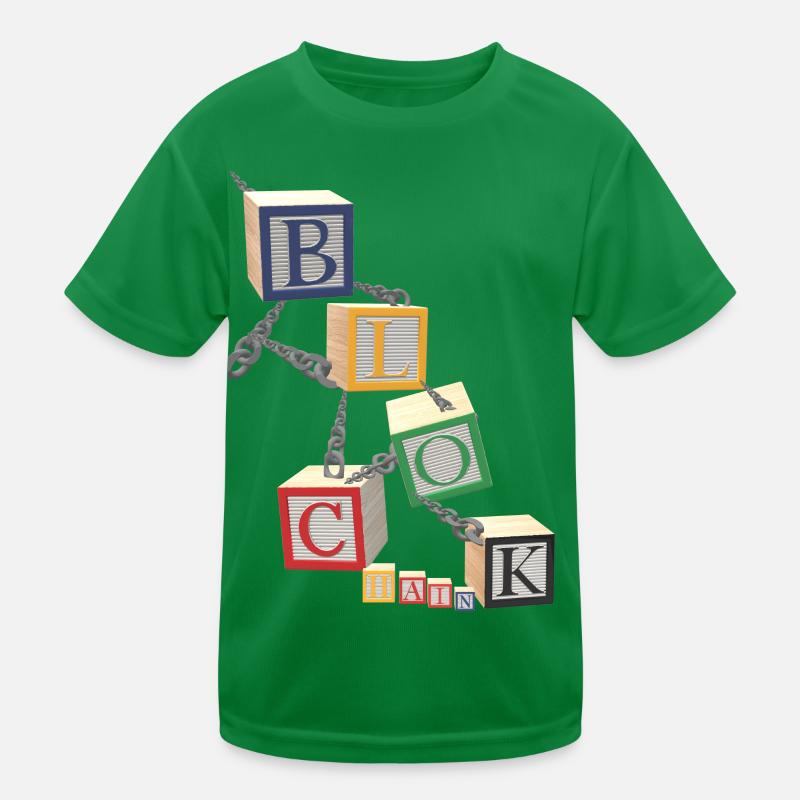 BlockChain in blocks with chains Kids Functional T-Shirt