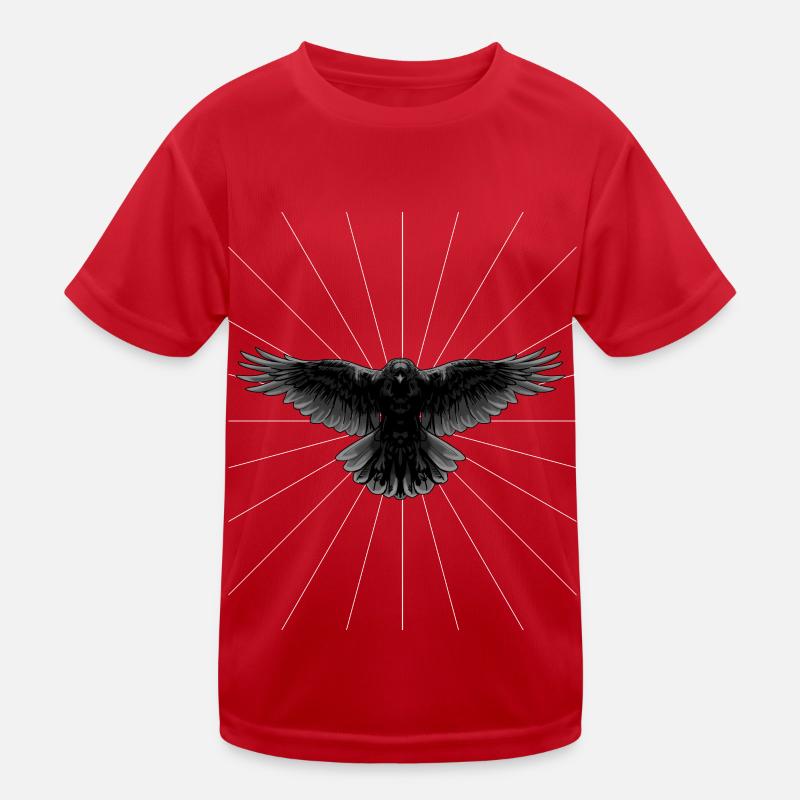 Strahlen Rabe Krähe Vogel Vogel Abbildung Dark Kinder Funktions-T-Shirt